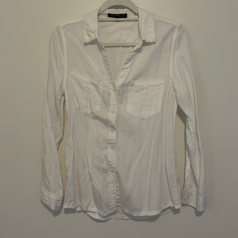 Velvet heart white button down shirt